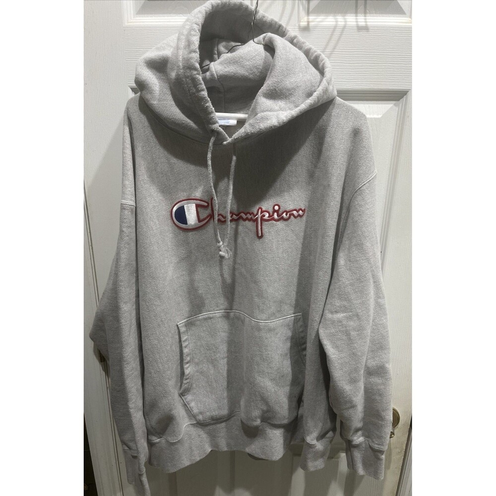 Champion LIFE GF68 Reverse Weave Pullover Hoodie Sweatshirt Gray 2XL